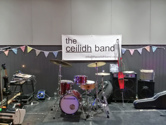 the ceilidh band stage set up